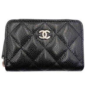 Chanel Zip Matelasse Round Zipper Wallet Black Caviar Coco Mark